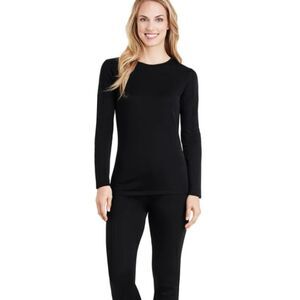 Cuddle Duds Microwear L/S Crew Neck Shirt- Black